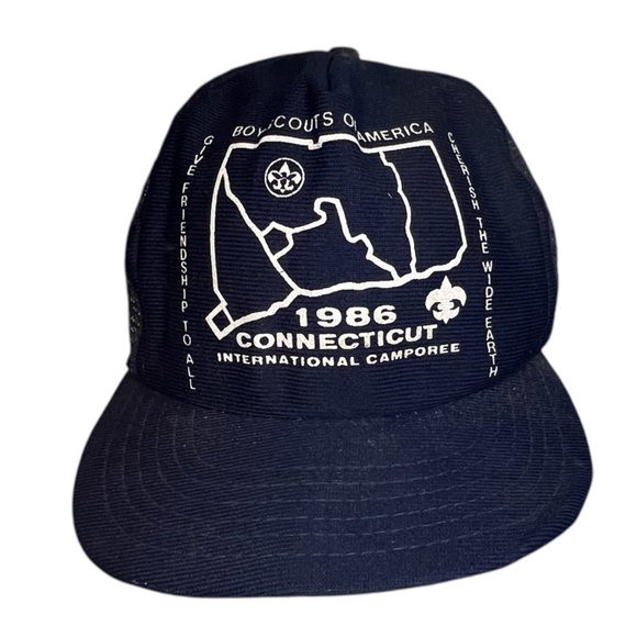 Vintage 1986 Boy Scouts of America Snapback Trucker Hat Navy Blue - Picture 2 of 7
